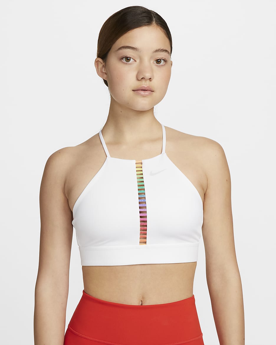 Nike Indy Rainbow Ladder Women s Light Support Padded High Neck Sports Bra. Nike